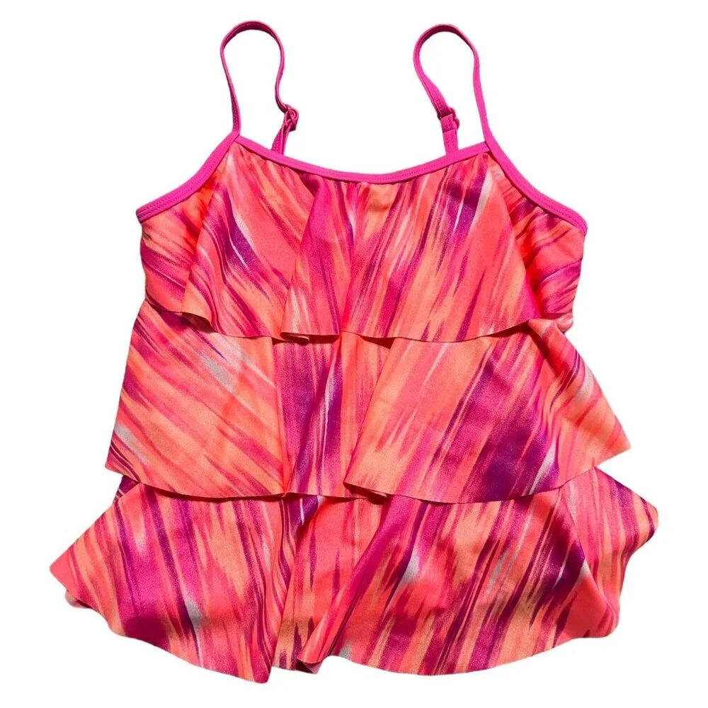 Justice Sz 12 Tiered Ruffle Tankini Swim Bathing Suit